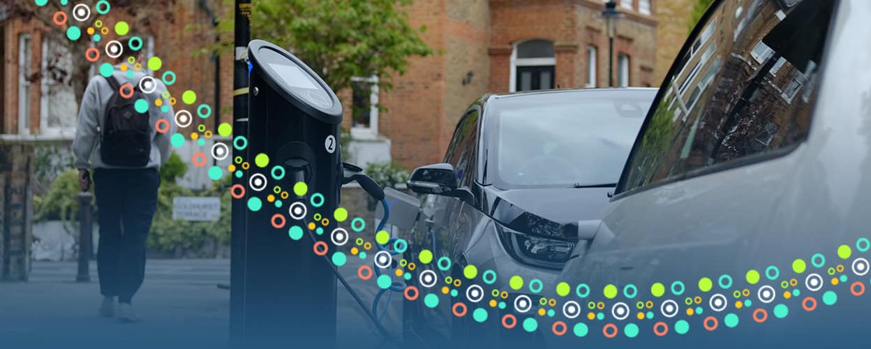 public electric vehicle charging station on a city street
